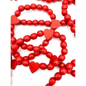 Red Beaded Heart 8 Foot Garland String Valentine Wedding Party Decor